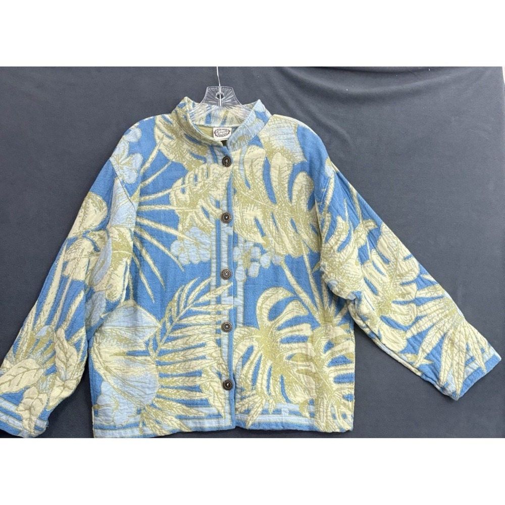 Vintage Sugar Street Weavers Floral Tapestry Jacket Large "Tropical Breeze" 80's